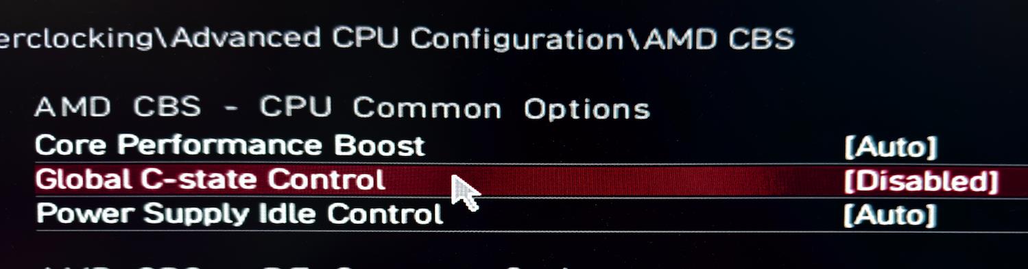 Disable Global C-state Control