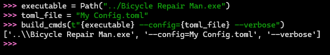 Bicycle Repair Man command-line for t-strings example